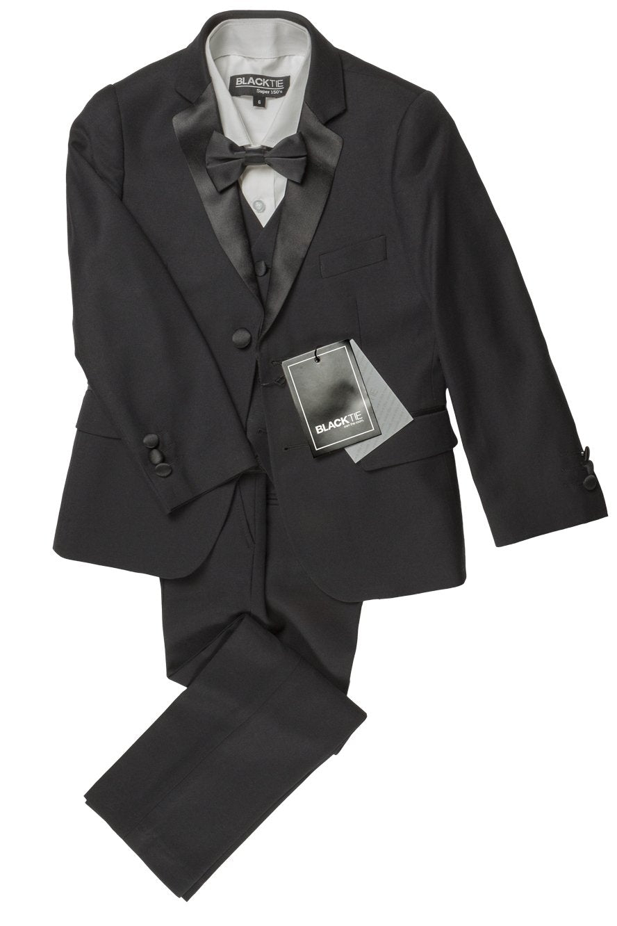 "Max" Kids Black 5-Piece Tuxedo Notch