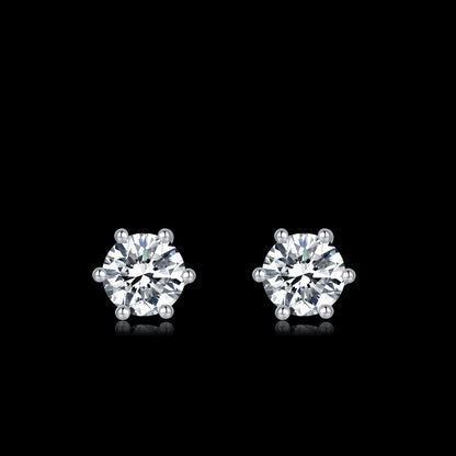 6 Prong Moissanite Earring 925 Sterling Silver Bright 5mm Round Stud Earrings Jewelry For Women Wedding