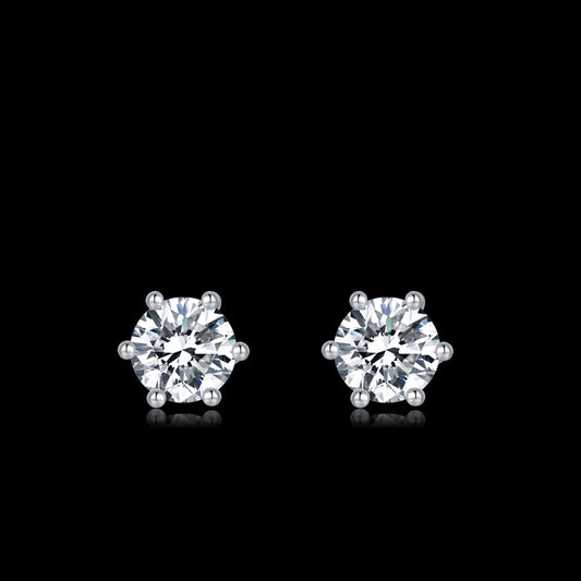 6 Prong Moissanite Earring 925 Sterling Silver Bright 5mm Round Stud Earrings Jewelry For Women Wedding