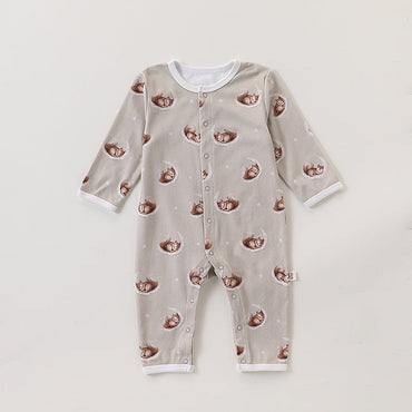 Autumn and Spring New Arrival Baby Unisex Simple Animals Cartoon Pattern Long Sleeves Rompers