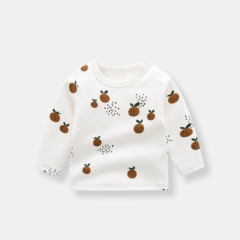 Baby Allover Fruit Graphic 100% Pure Organic Cotton Side Snap Button Tops