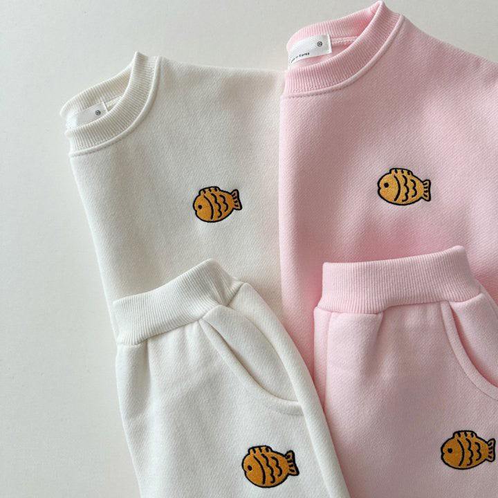 Autumn Baby Kids Unisex Casual Cute Fish Logo Long Sleeves Pullover and Pants Clothing Set