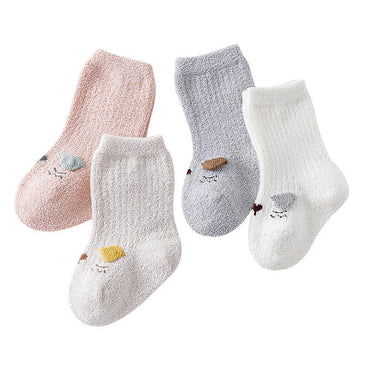 Baby Cartoon Pattern Coral Fleece Comfy Mid-Tube Socks