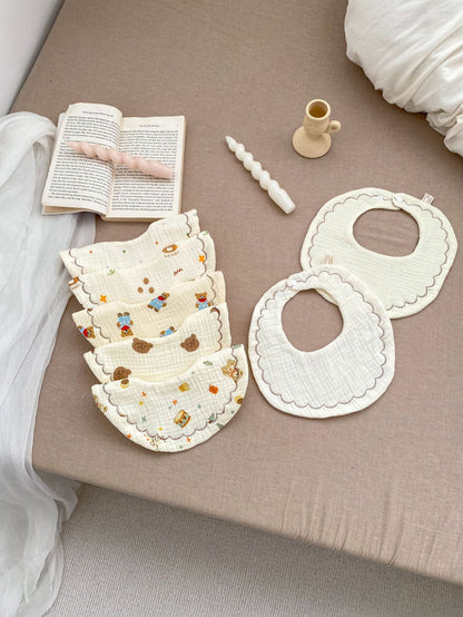 Adorable Cartoon Six-Layer Cotton Muslin Bib