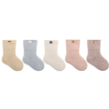 Baby Embroidered Pattern Thickened Warm Mid Tube Socks