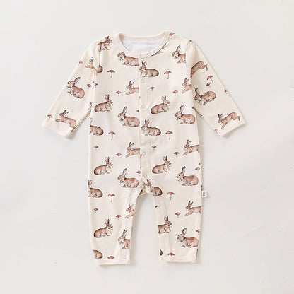 Autumn and Spring New Arrival Baby Unisex Simple Animals Cartoon Pattern Long Sleeves Rompers