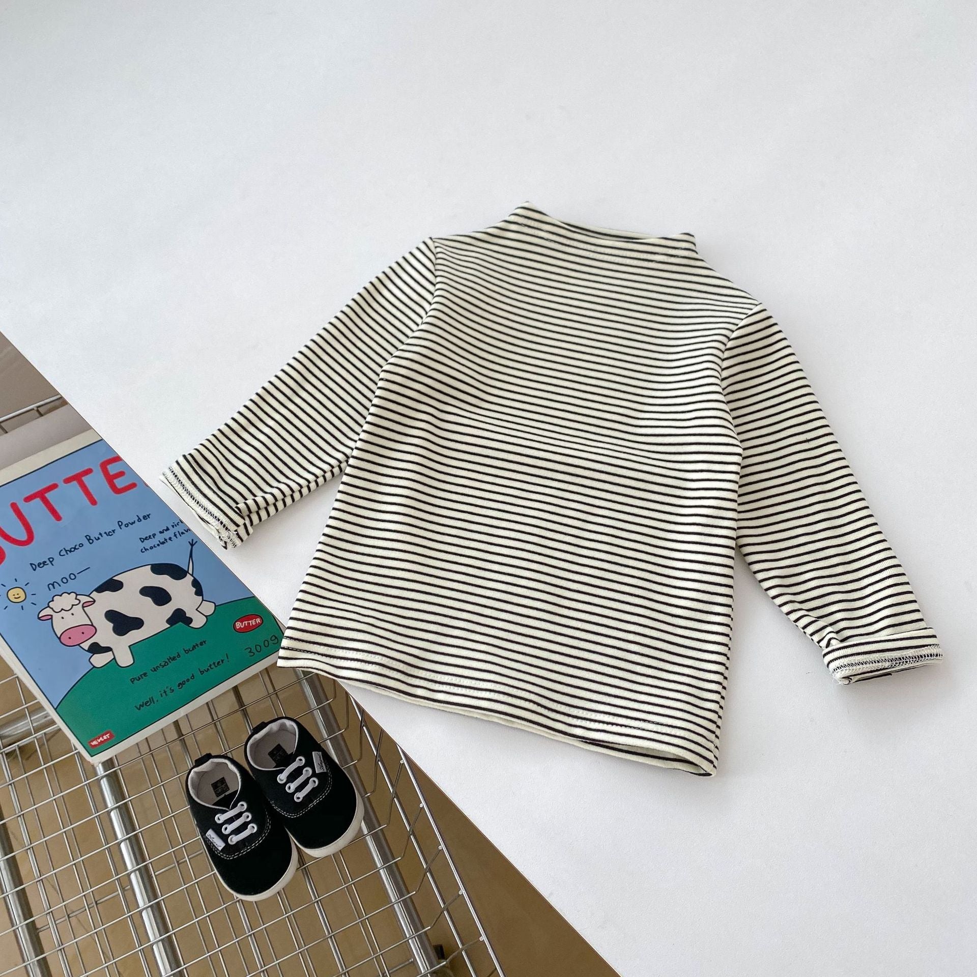 Arrival Autumn Baby Unisex Long Sleeves Striped Top Shirt and Teddy Pattern Overalls – Matching Set