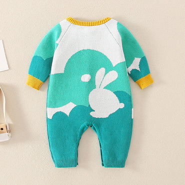 Autumn Rabbit Pattern Handknit Quality Romper