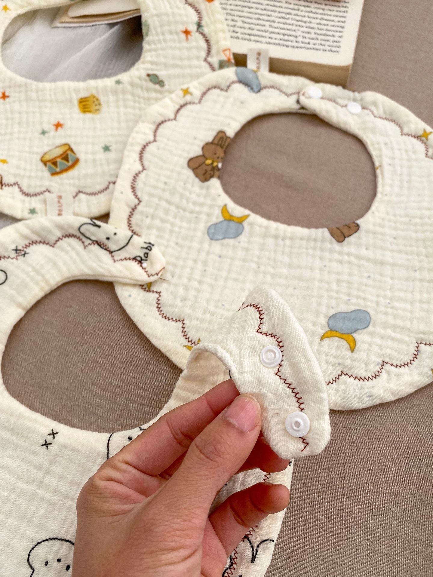 Adorable Cartoon Six-Layer Cotton Muslin Bib