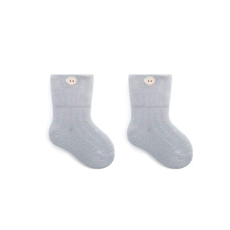 Baby Embroidered Pattern Thickened Warm Mid Tube Socks