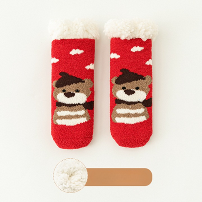 Baby Cartoon Pattern Thickened Lambswool Coral Fleece Socks