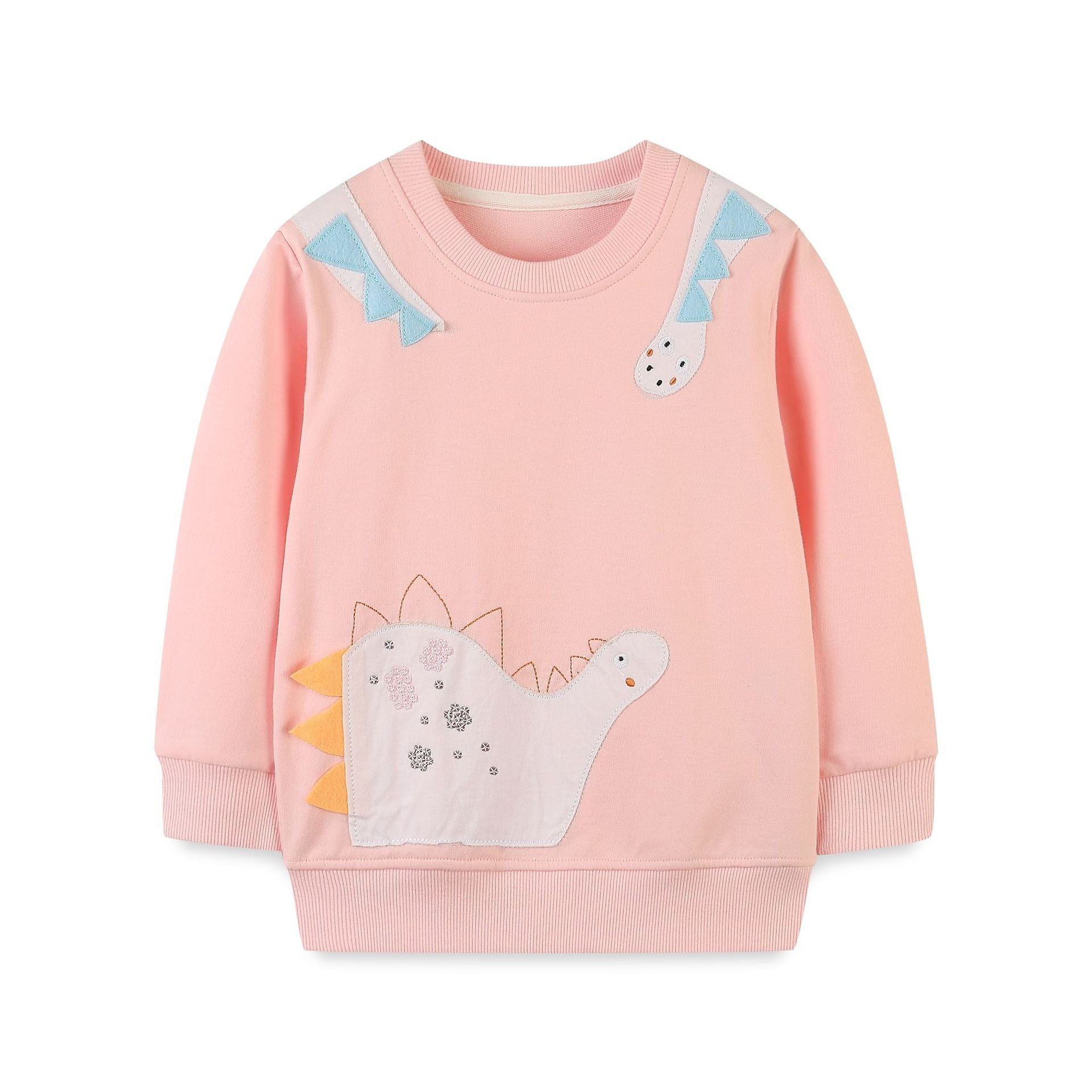 Autumn Dinosuar Pattern Pink Soft Cotton Hoodie