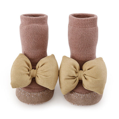 Baby Girl Big Bows Design Non-Slip Mid Tube Shoes