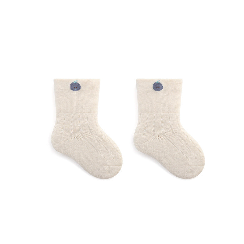 Baby Embroidered Pattern Thickened Warm Mid Tube Socks