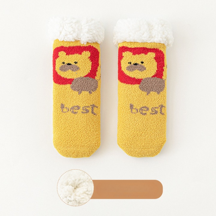 Baby Cartoon Pattern Thickened Lambswool Coral Fleece Socks