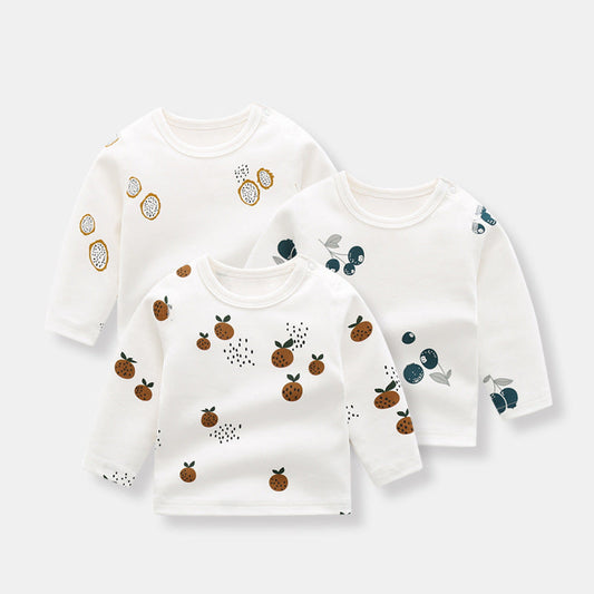 Baby Allover Fruit Graphic 100% Pure Organic Cotton Side Snap Button Tops