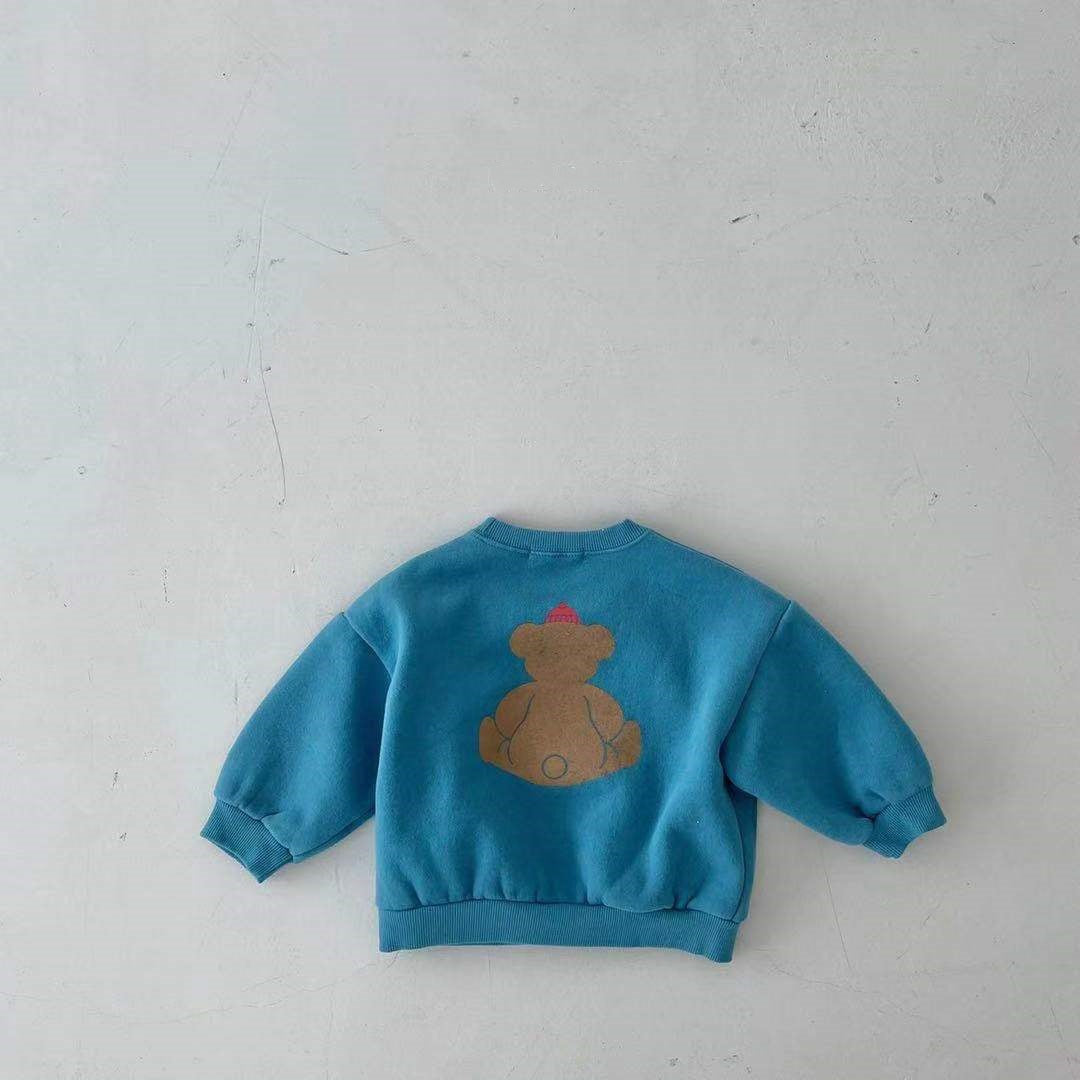 Baby Cartoon Bear Graphic Long Sleeves Cotton Casual Hoodies