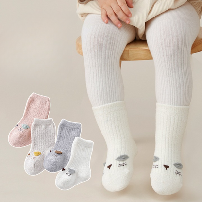 Baby Cartoon Pattern Coral Fleece Comfy Mid-Tube Socks